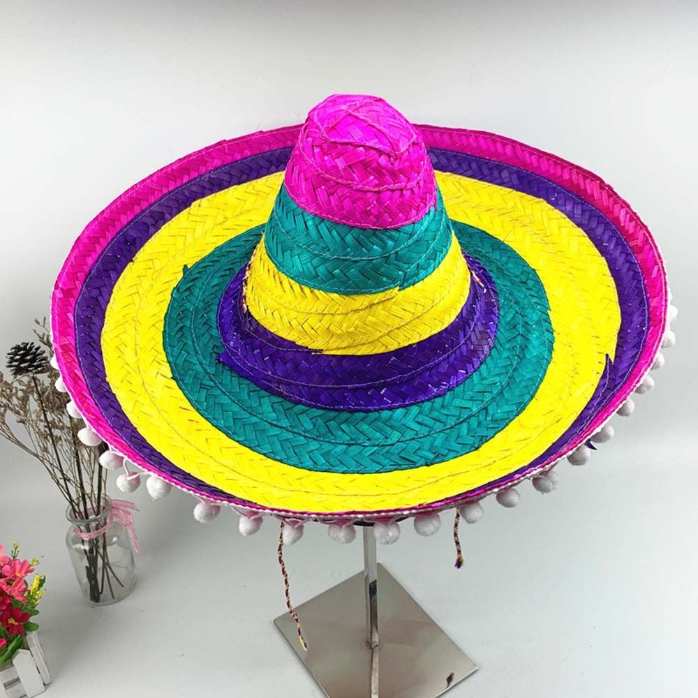 Bucket Hat Straw - Breiter Schirm Mexikanischer Partyhut Natürlicher Strohhut