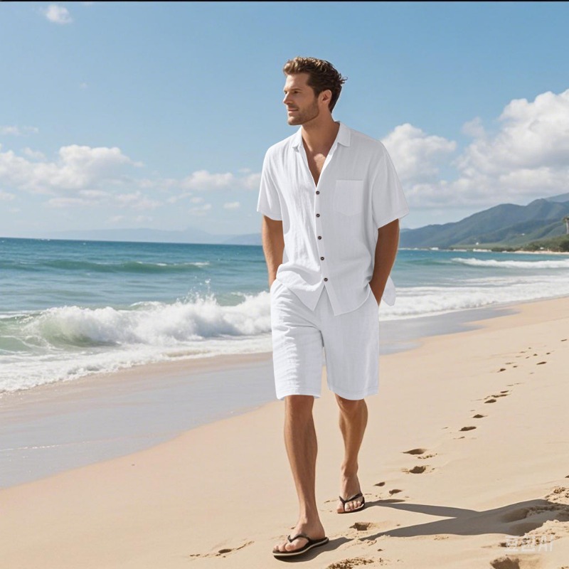Herren-Set aus Leinenmischung  – Linen Shirt Breathable Bewertung und Preis